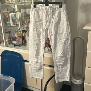 Elastic waste distressed cargo light weight Jean